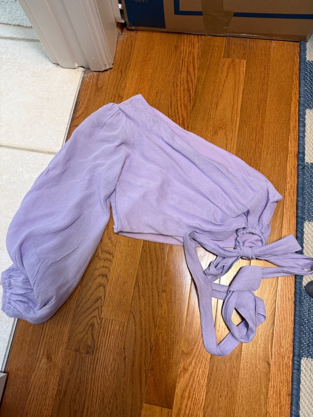 Lavender One-Shoulder Tie-Waist Women's Top